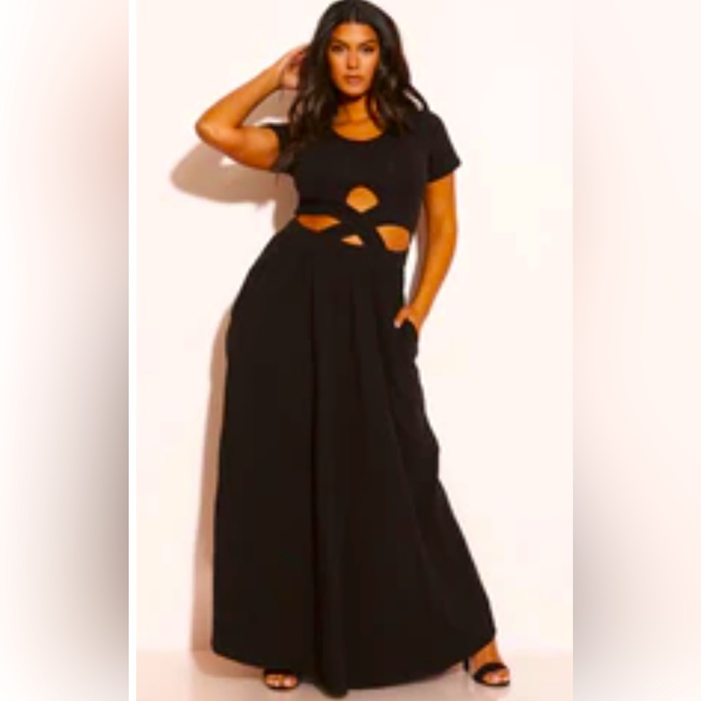 Rebdolls “Photographs" Cross Over Maxi Dress With Pockets in BLACK